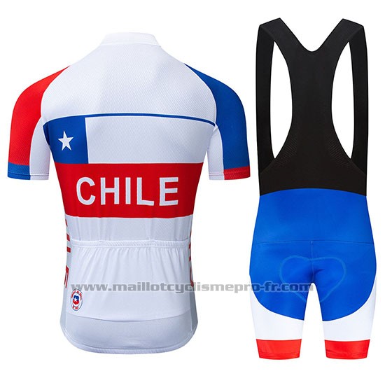 2019 Maillot Cyclisme Chili Blanc Rouge Manches Courtes et Cuissard
